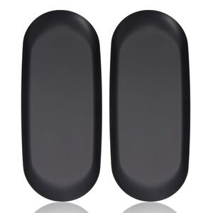 Set of Two Black Oval Plates Stainless Steel Bathroom Kitchen Countertop
